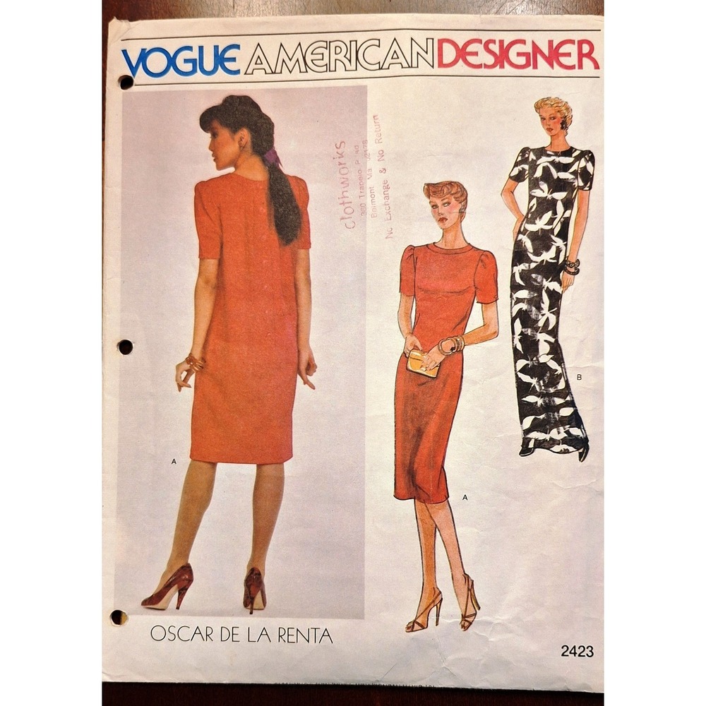 Vogue American Designer  Dress Pattern Oscar De La Renta #2423 Size 10‎